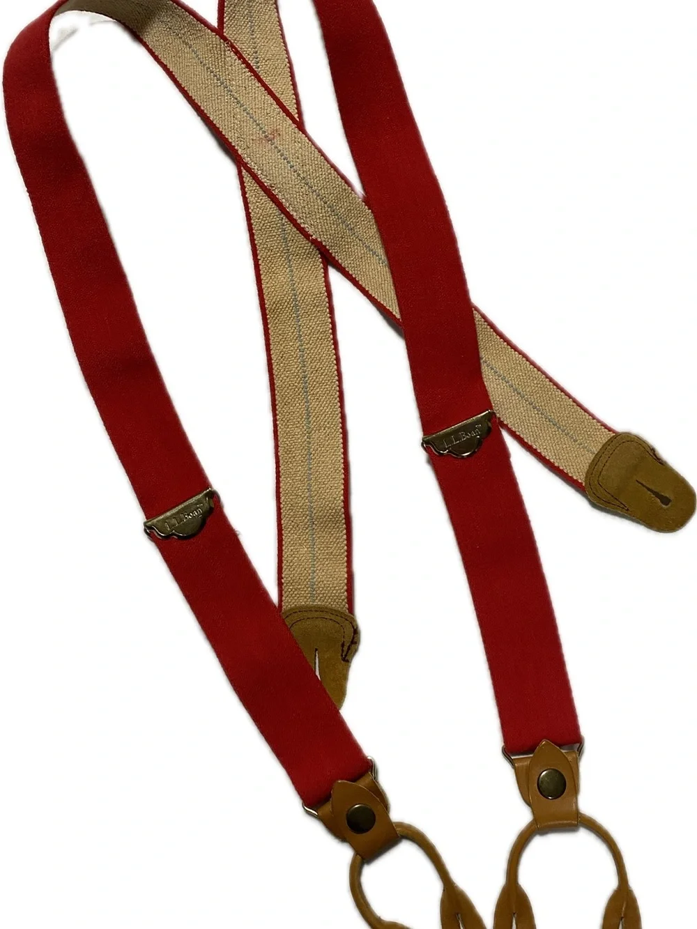 L.L. Bean Vintage Red Suspenders with Brass Clip